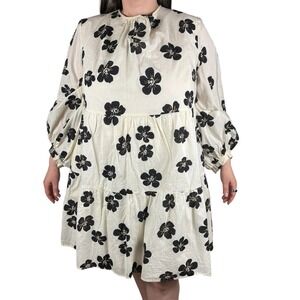 Who What Wear Baby Doll Tiered Mini Dress 2X Floral Retro Cottagecore Spring